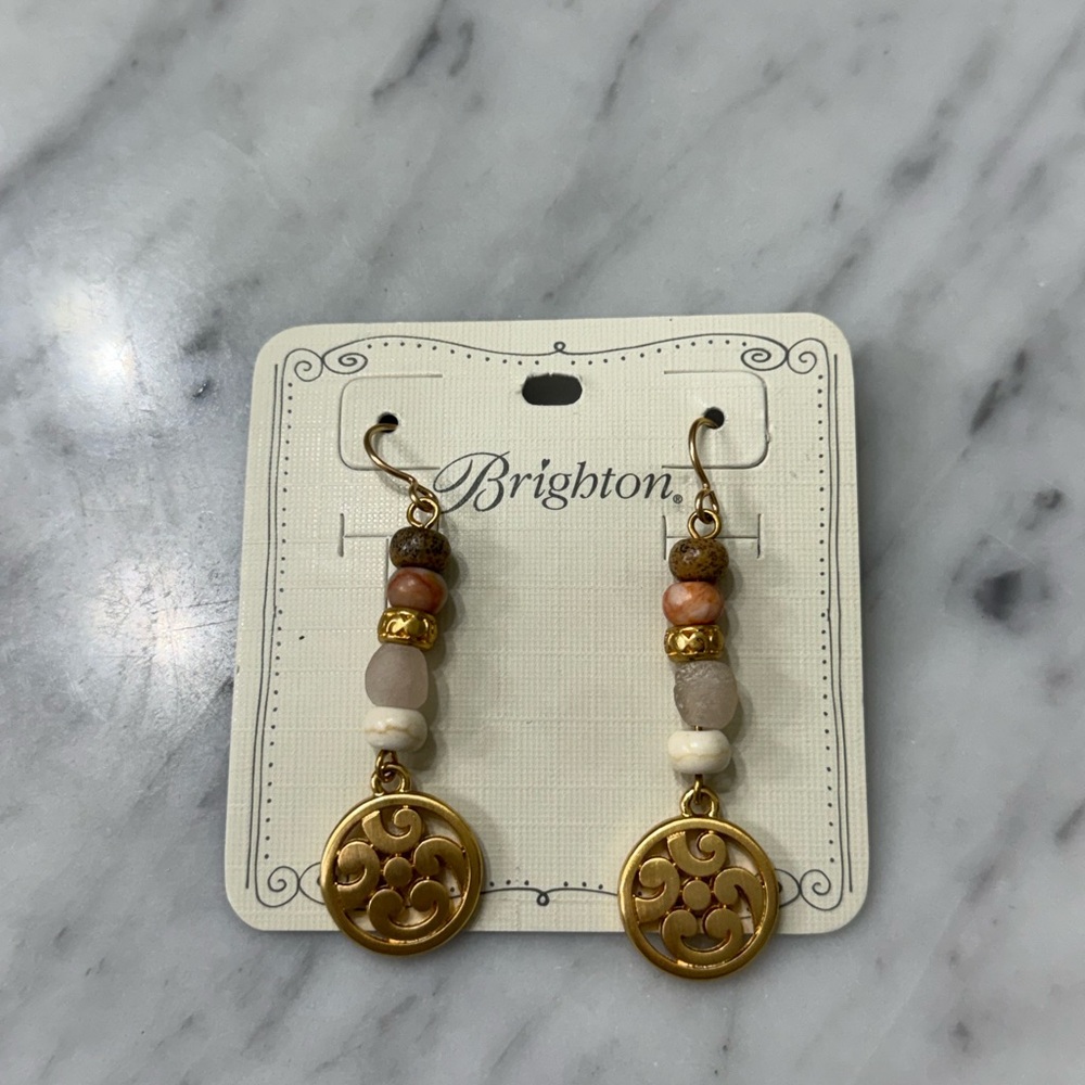 Brighton Contempo Beaded Drop Earrings – Gold Tone – NWT